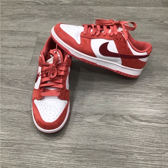 Nike Dunk Low Valentine’s Day Red White Women’s Size 9 Sneakers FQ7056-100 - Picture 1 of 9